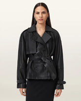 Reed Cropped Leather Trench