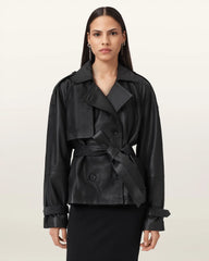 Reed Cropped Leather Trench