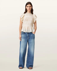 Harriet Short Sleeve Ruched Relaxed Fit Top