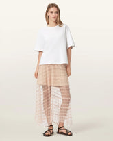 Celia Sheer Overlay Midi Skirt