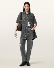 Daisy Tapered Leg Distressed Denim Jeans