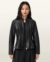 Clo Pleated Leather Jacket