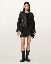 Luana Asymmetric Leather Mini Skirt