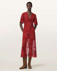 Mollie Twist Detail Floral Midi Dress