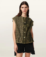 Sofi Camo Leopard Print Vest