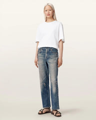Ida Terry Straight Leg Illusion of Denim Pants