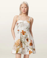 Char Floral Linen Blend Mini Dress
