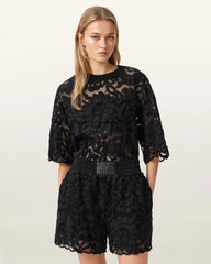 Amelie Mid Rise Relaxed Lace Shorts