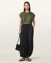 Mira Cropped Satin Drawcord T-Shirt