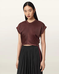 Mira Cropped Satin Drawcord T-Shirt