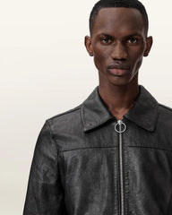 Alkan Zip Up Two Tone Leather Jacket