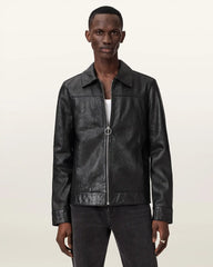 Alkan Zip Up Two Tone Leather Jacket