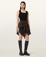 Crissy Leopard Print Denim Mini Skirt