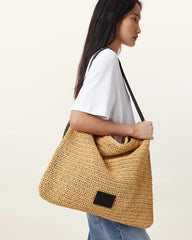 Asha Woven Straw Hobo Shoulder Bag