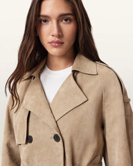 Reed Cropped Suede Trench Coat