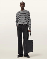 Dissolved Crew Neck Striped Sweater