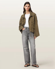 Clay Funnel Neck Suede Cropped Jacket