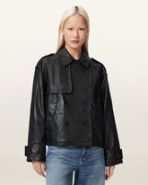 Reya Cropped Leather Mac