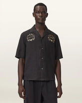 Klavicle Short Sleeve Linen Embroidered Shirt