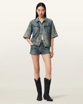 Asher Terry High Waisted Denim Illusion Shorts