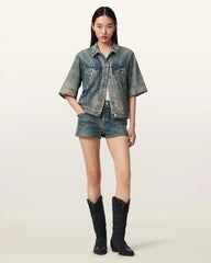 Asher Terry High Waisted Denim Illusion Shorts