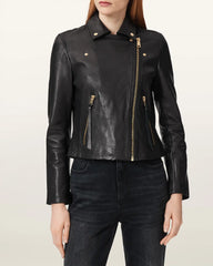 Dalby Slim Fit Leather Biker Jacket