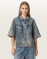 Juni Terry Short Sleeve Illusion Of Denim Shirt