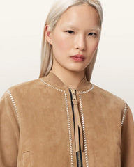 Orten Whipstitch Suede Bomber Jacket