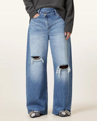 Aki Wide Leg Crossover Denim Jeans