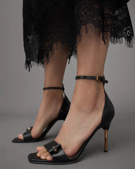 Betty Square Toe Leather Heeled Sandals