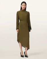 Milena Asymmetric Pleated Midi Dress