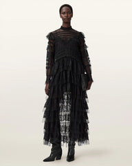 Cavarly Tiered Lace Maxi Dress