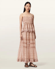 Camille Embroidered Tiered Maxi Skirt