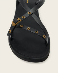 Tyla Eyelet Leather Buckle Sandals