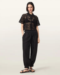 Kyra Crochet Cropped Polo T-Shirt