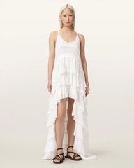 Cavarly Crepe Tiered Ruffle Maxi Dress