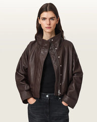 Ryder Funnel Neck Leather Jacket