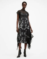 Gian Lace Trim Asymmetric Maxi Dress