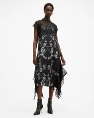 Gian Lace Trim Asymmetric Maxi Dress