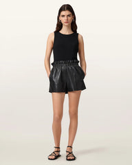 Fran High Rise Leather Shorts