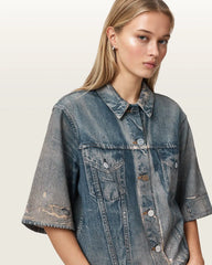 Juni Terry Short Sleeve Illusion Of Denim Shirt