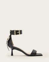 Noir Leather Heeled Sandals