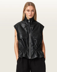 Flor Relaxed Fit Leather Gilet
