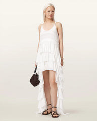 Cavarly Crepe Tiered Ruffle Maxi Dress