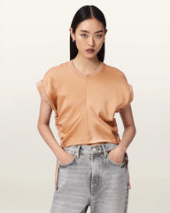 Mira Cropped Satin Drawcord T-Shirt