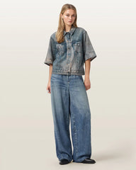 Juni Terry Short Sleeve Illusion Of Denim Shirt