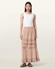 Camille Embroidered Tiered Maxi Skirt
