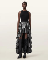 Cavarly Metallic Maxi Skirt