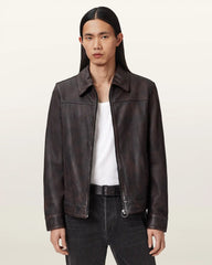 Alkan Zip Up Two Tone Leather Jacket