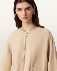 Sofi Linen Blend Drawstring Bomber Jacket